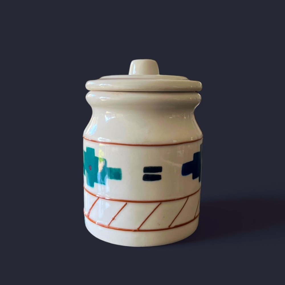 VINTAGE 1983 Hartstone Pottery USA X-Small 5.5" Lidded Canister Southwestern